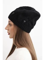 Dámska zimná čiapka z vlny s ozdobnými kryštálmi K461 čierna Dámska zimná čiapka z vlny s ozdobnými kryštálmi K461 čierna