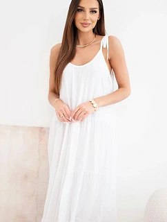 Dámské viskózové šaty na model 22141206 ramínkách bílá - K-Fashion