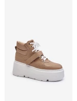 Zazoo 3450 Skórzane Sneakersy Damskie Beżowe