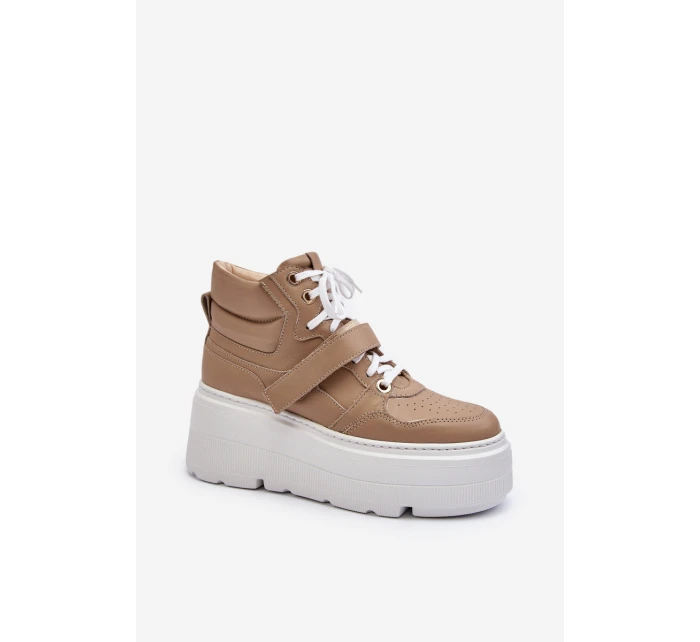 Zazoo 3450 Skórzane Sneakersy Damskie Beżowe