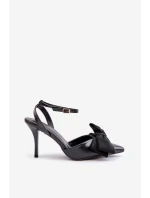 Eko kožené lodičky s mašlí černé model 21679329 - Boto