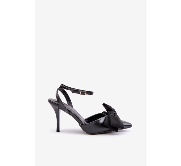 Eko kožené lodičky s mašlí černé model 21679329 - Boto