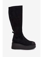 Dámské  Kolena Na Platformě A Klínu Černé model 21707958 - VINCEZA