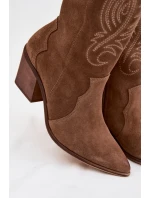 Semišové Kožené Na Podpatku  Béžové model 22031651 - Zazoo