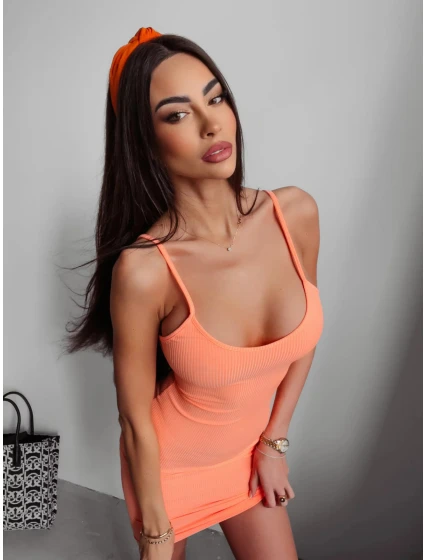 Dámské šaty model 18539887 lososové - Ola Voga Dámské šaty model 18539887 lososové - Ola Voga