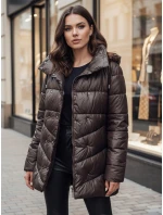 Dámsky prešívaný zimný kabát s kapucňou BLOOM moka FashionStreet TY4517z