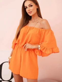 Dámsky bavlnený overal bez rukávov so zaväzovaním v páse ecru