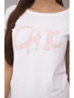 Dámska bavlnená blúzka s potlačou CHIC biela