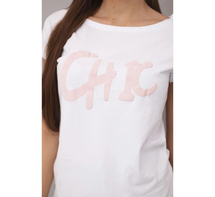 Dámska bavlnená blúzka s potlačou CHIC biela