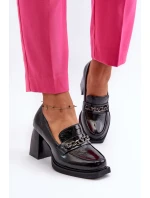 Lakierowane Czółenka Na Masywnym Obcasie Czarne Terimene