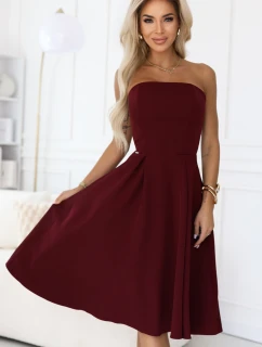 641-1 VIVIENNE korzetové rozšírené midi šaty na špeciálne príležitosti - bordové