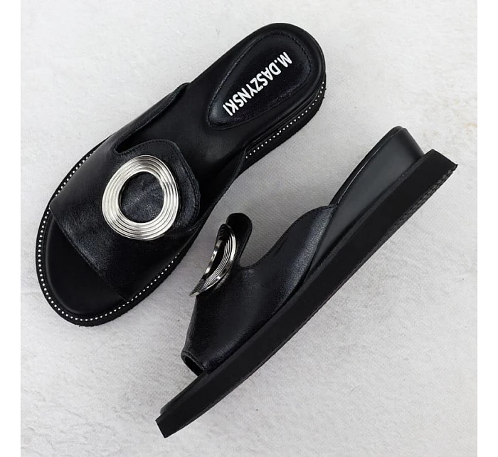 Dámské žabky na nízkém podpatku černé M.Daszynski