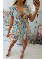 Kvetinové šaty s výstrihom do V ecru