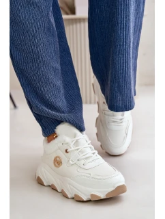 Damskie Buty Sportowe Sznurowane Ocieplane Na Platformie Białe Verioras