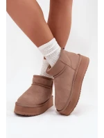 Semišové zimní boty pro ženy na platformě model 21707692 béžové - VINCEZA