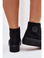 Dámske plátenné tenisky na platforme Big Star - čierne Dámske plátenné tenisky na platforme Big Star - čierne