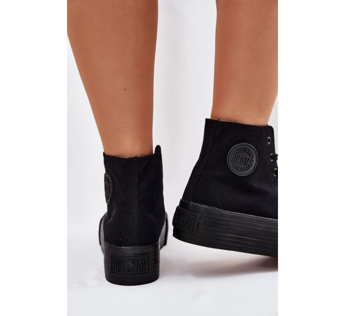 Dámske plátenné tenisky na platforme Big Star - čierne Dámske plátenné tenisky na platforme Big Star - čierne