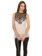 Trendy KouCla blouse with fake leather application
