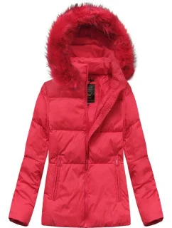 Dámska krátka zimná prešívaná bunda červená (7694)