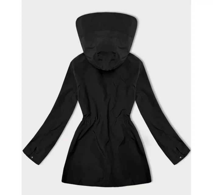 Tenká čierna dámska plus size bunda s ozdobnou podšívkou J Style (16M9258-392) Tenká čierna dámska plus size bunda s ozdobnou podšívkou J Style (16M9258-392)