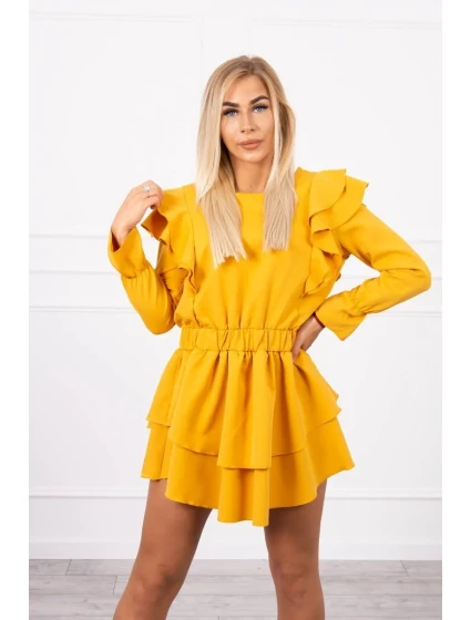 Šaty s model 18743670 volány hořčicové barvy - K-Fashion Šaty s model 18743670 volány hořčicové barvy - K-Fashion