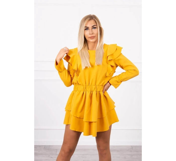 Šaty s model 18743670 volány hořčicové barvy - K-Fashion Šaty s model 18743670 volány hořčicové barvy - K-Fashion
