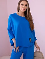 Bavlnená mikina nohavice set chrpová modrá