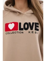 Zateplená bavlněná mikina s kapucí tmavě béžová Zateplená bavlněná mikina s kapucí tmavě béžová