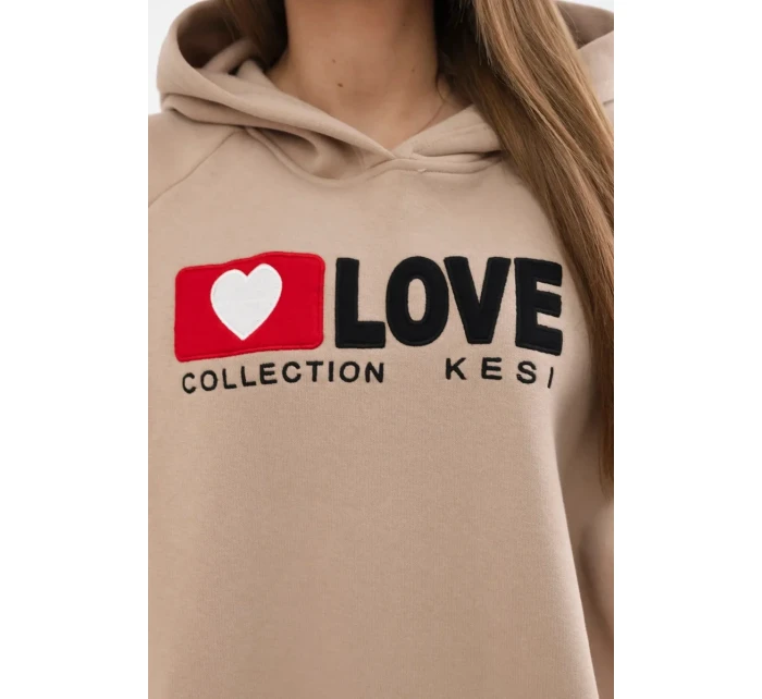 Zateplená bavlněná mikina s kapucí tmavě béžová Zateplená bavlněná mikina s kapucí tmavě béžová