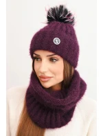 Dámsky zimný set s bambulou a šálom slivka Dámsky zimný set s bambulou a šálom slivka