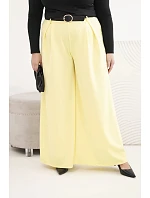 Dámske Plus veľkosť široké nohavice s opaskom žltá