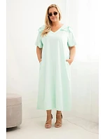 Dámske plus size bavlnené šaty s volánom na ramenách mätová Dámske plus size bavlnené šaty s volánom na ramenách mätová