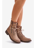 Botki Damskie Workery Ciemnobeżowe Perfecto