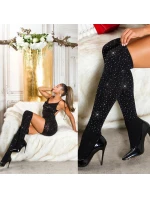 Dámske trblietavé podkolienky SH105 black - In-Stylefashion