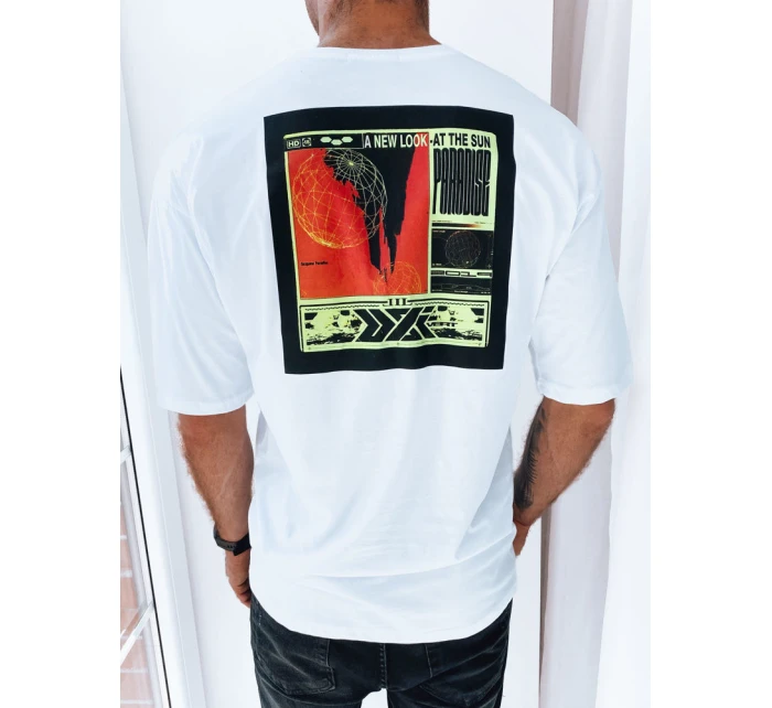 Pánske biele tričko s potlačou FashionStreet RX5301