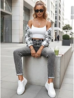 Dámske šedé džínsy mom fit FashionStreet UY2751