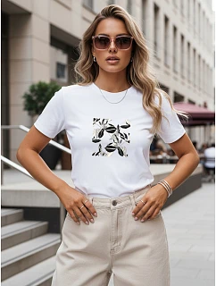 Tshirt damski casual z biały model 22277300 - FashionStreet