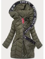 Péřová dámská bunda v khaki barvě pro přechodné období model 17729169 - LHD Péřová dámská bunda v khaki barvě pro přechodné období model 17729169 - LHD
