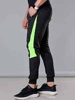 Pánske tepláky s vložkami čierno-limetkové (8K168)