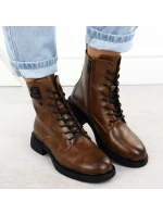 Dámské hnědé kožené boty model 21905409 - FILIPPO