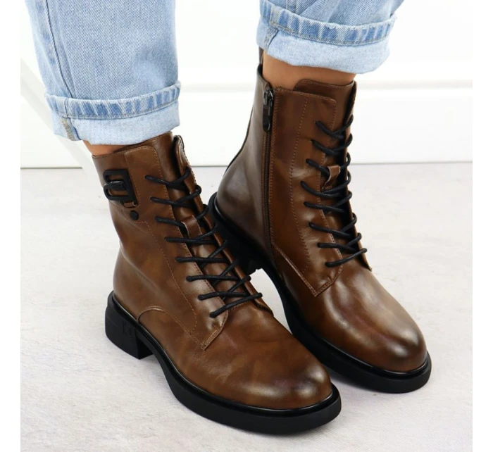 Dámské hnědé kožené boty model 21905409 - FILIPPO