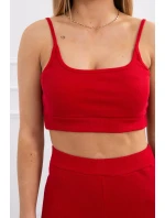 Súprava s nohavicami s vysokým pásom červená