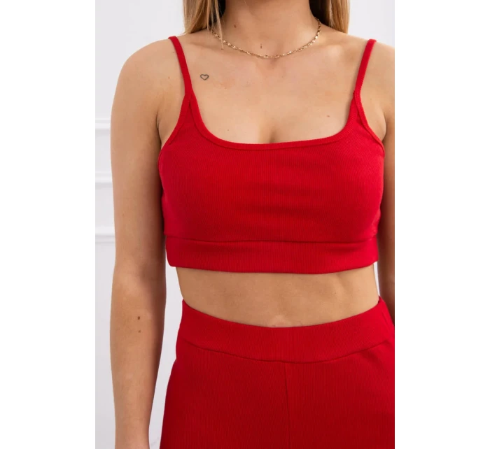 Súprava s nohavicami s vysokým pásom červená