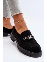 Dámské semišové mokasíny s ozdobou černé model 21651955 - VINCEZA Dámské semišové mokasíny s ozdobou černé model 21651955 - VINCEZA