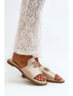 Eleganckie Klapki Damskie Błyszczące Z Ozdobą S.Barski KV27-050 Złote