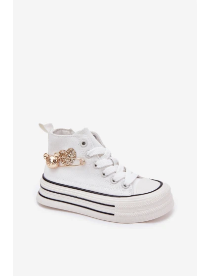 Dětské Vysoké Tenisky Se Zlatou Dekorací Bílé model 21700891 - Boto