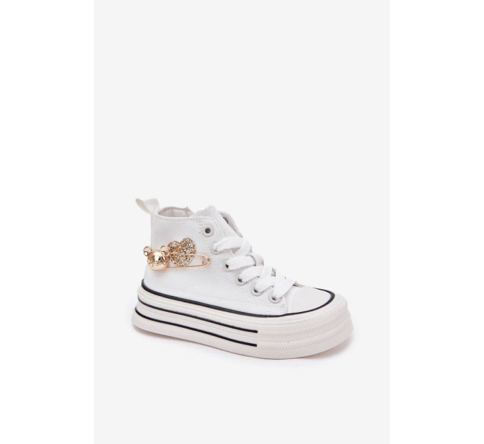 Dětské Vysoké Tenisky Se Zlatou Dekorací Bílé model 21700891 - Boto