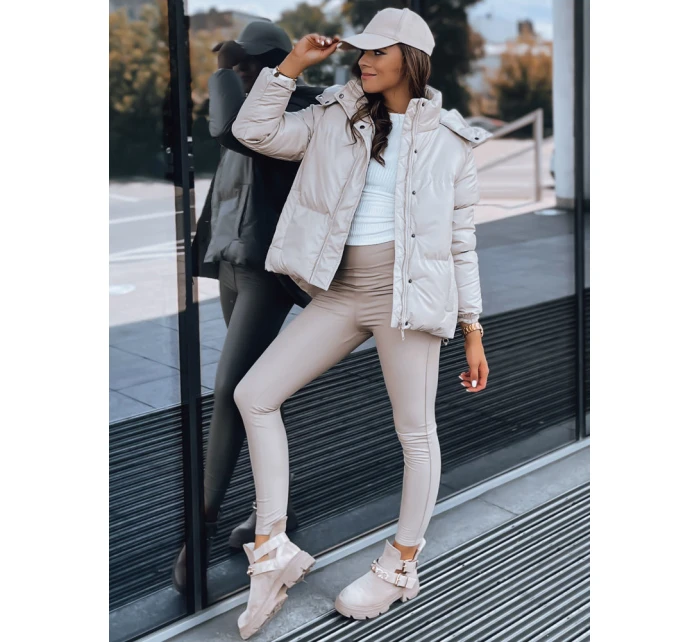 Dámská kožená přechodná bunda beige Dstreet model 21970252 - FashionStreet Dámská kožená přechodná bunda beige Dstreet model 21970252 - FashionStreet