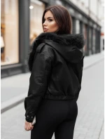Dámská kožená bunda s kožešinou černá Dstreet model 21995407 - FashionStreet