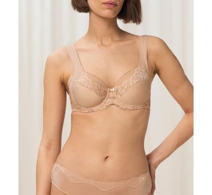 Dámska moderná čipkovaná+bavlnená podprsenka W02 - BROWN - svetlo béžová 00EP - TRIUMPH